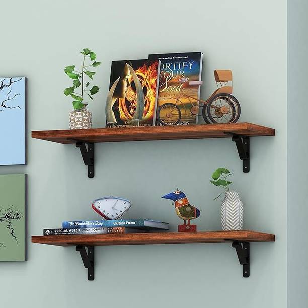 home design mart Reck Shelf for Bedroom and Living room Wooden, Cast Iron Wall Shelf
