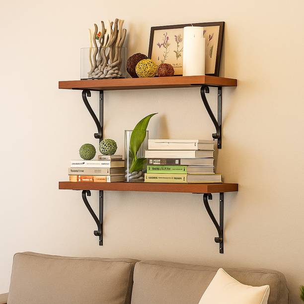 Mighty Home Modern Wall Mounted Organiser for Home & Office (DIY) 17x60 / 20X60 cms Wooden Wall Shelf