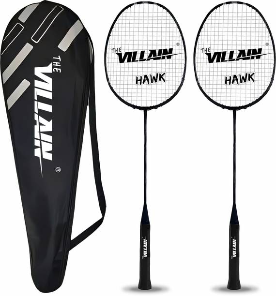 The Villain Hawk Single Shaft Badminton Racket - Lightweight and Durable (Set of 2) Multicolor Strung Badminton Racquet