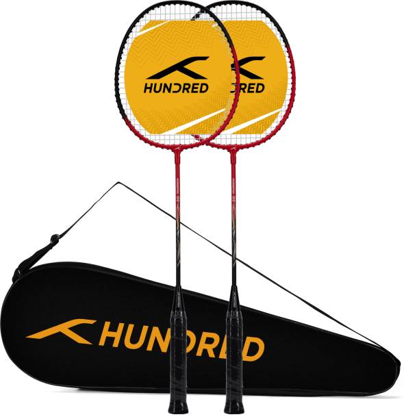 Hundred POWERTEK 100 (2PCS IN 1) Red, Black Strung Badminton Racquet