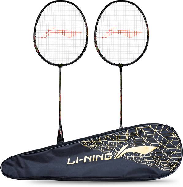 ली-निंग Mega Power MP 5 - Pack of 2 + 1 Full Cover बहुरंगी स्ट्रंग बैडमिंटन रैकेट