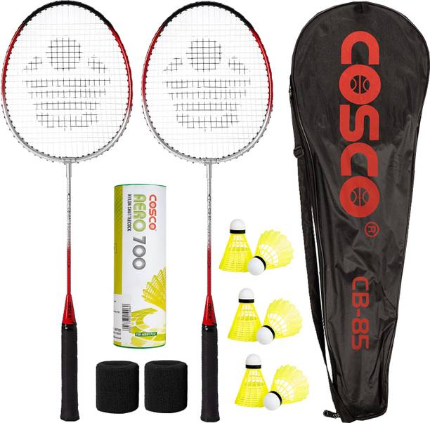 COSCO Badminton Kit (CB-85 Racket, Aero 700 Shuttle Box "6 Shuttle", 2 Wrist Band) Red Strung Badminton Racquet