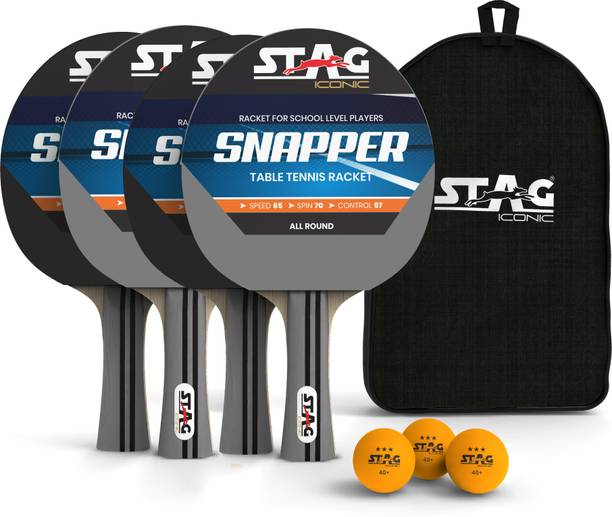 Stag iconic Snapper Series Table Tennis (T.T) PlaySet Grey, Black Table Tennis Racquet