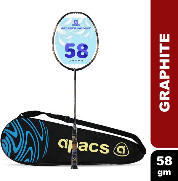 apacs Feather Weight 55 (58grams, World's Lightest) | Made with 40T Japanese Graphite Black Unstrung Badminton Racquet