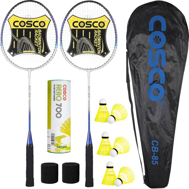 COSCO Badminton Kit (CB-85 Racket, Aero 700 Shuttle Box "6 Shuttle", 2 Wrist Band) Blue Strung Badminton Racquet
