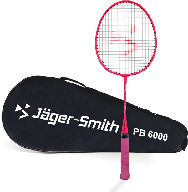 Jager-Smith PB6000 Aluminium Badminton Racquet with Tempered Steel Shaft for Kids age 6-11 Pink Strung Badminton Racquet