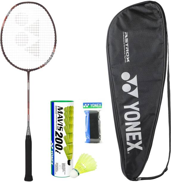 YONEX Astrox Attack 9 Badminton Racket with Mavis 200i Shuttle And Towel Grip Purple Strung Badminton Racquet
