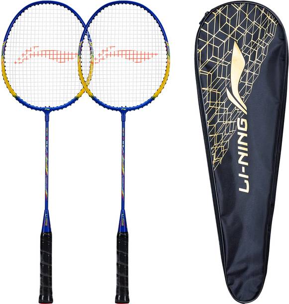 LI-NING Smash XP 70 IV Badminton Racket (Set of 2 + 2 Full Covers) (Strung, Black / Gold) Black Strung Badminton Racquet