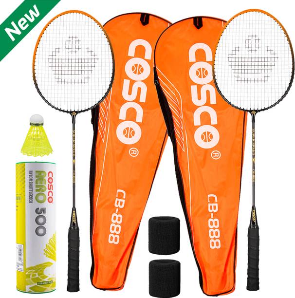 COSCO CB-888 Badminton Racket With Aero 500 Shuttle Box (Wrist Band) Orange Strung Badminton Racquet