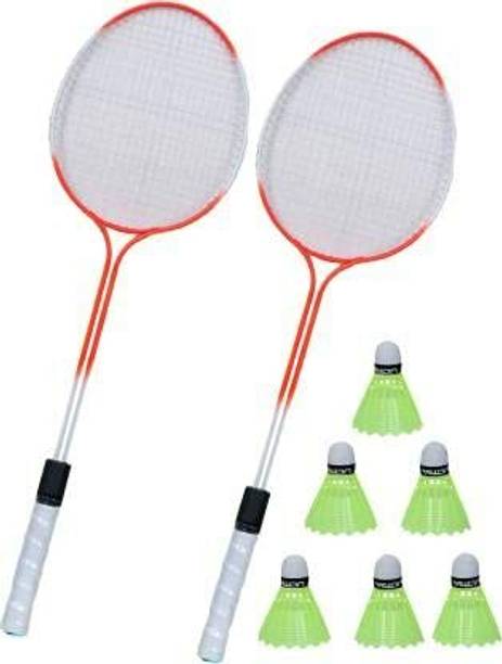 ABG Badminton Racquet set of 2 with 6 shuttle Multicolor Strung Badminton Racquet