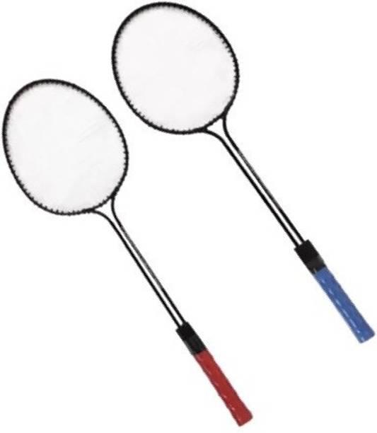 Gonex Pack of 2 Badminton Racquet, Plastic Shuttlecock 6 Pcs, & 1 Pcs Net Kit Multicolor Strung Badminton Racquet