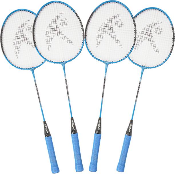 Hipkoo Sports Wide Body Aluminum Badminton Group Racket, Ideal for Beginner (Blue, Set of 4) Blue Strung Badminton Racquet