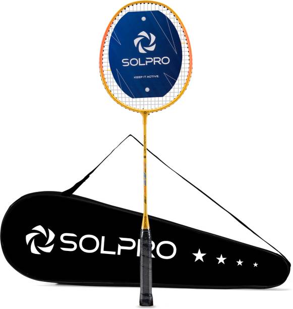 SOLPRO VANGUARD 8 Aluminium Badminton Racket with Full Cover Bag Yellow Strung Badminton Racquet
