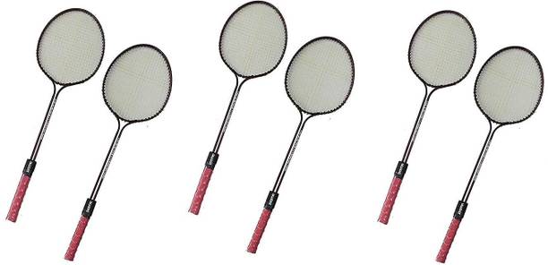 ABG Double Shaft Badminton Racquets (Pack of 06) Multicolor Strung Badminton Racquet
