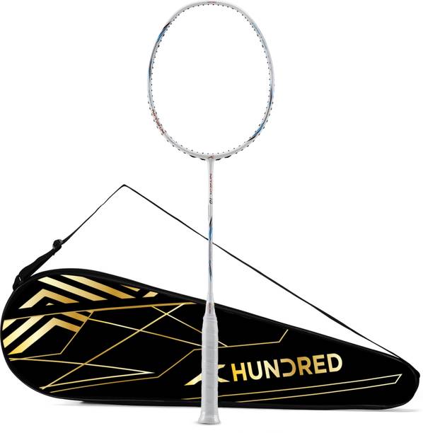 Hundred Nitrix 10 Badminton Racket 5U (Unstrung) Attacking Racket |Full Cover Included White Unstrung Badminton Racquet