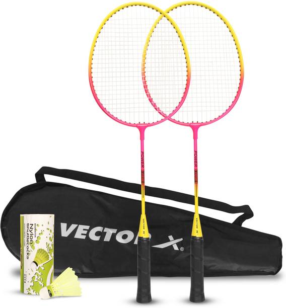 VECTOR X VXB-580 24 inches 2 Racquet & Shuttle Set With Full Cover Pink Strung Badminton Racquet