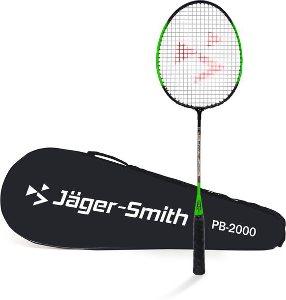 Jager-Smith PB 2000 Aluminium Badminton Racquet with Tempered Steel Shaft and Full Cover Green Strung Badminton Racquet