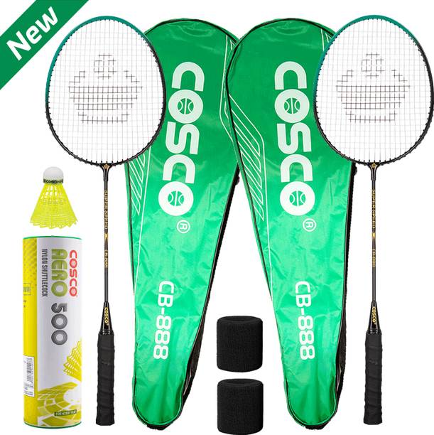 COSCO CB-888 Badminton Racket With Aero 500 Shuttle Box (Wrist Band) Green Strung Badminton Racquet