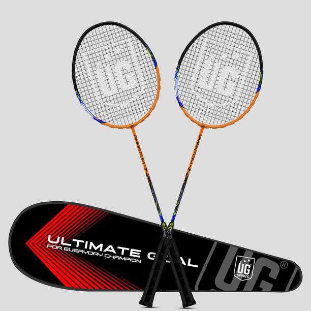 ULTIMATE GOAL Aluminium Badminton Racket | 24 lbs String Tension | With Protective Cover Orange Strung Badminton Racquet