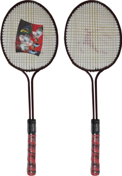लाइज़ू Double Rod Badminton Racquet sets with 3pc Nylon shuttle For kids 3 To12 Years बहुरंगी स्ट्रंग बैडमिंटन रैकेट