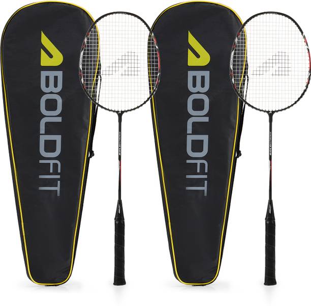 बोल्डफिट Badminton Racquet with Bag Cover Badminton Racket Shuttle Racket Shuttle Bat काला, लाल स्ट्रंग बैडमिंटन रैकेट