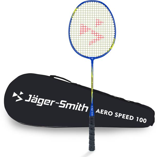 Jager-Smith AS100B Aluminium Badminton Racquet with Isometric Head and Tempered Steel Shaft Blue Strung Badminton Racquet