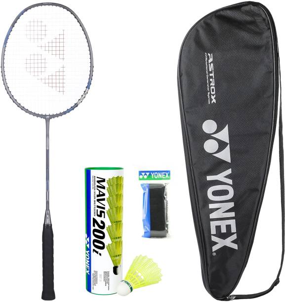 YONEX Astrox Attack 9 Badminton Racket with Mavis 200i Shuttle And Towel Grip Grey Strung Badminton Racquet