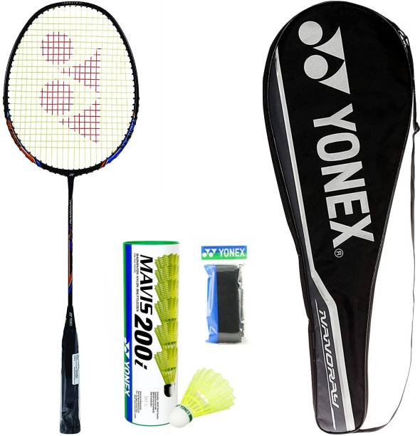 YONEX Nanoray 18i Badminton Racket with Mavis 200i Shuttle And Towel Grip Multicolor Strung Badminton Racquet