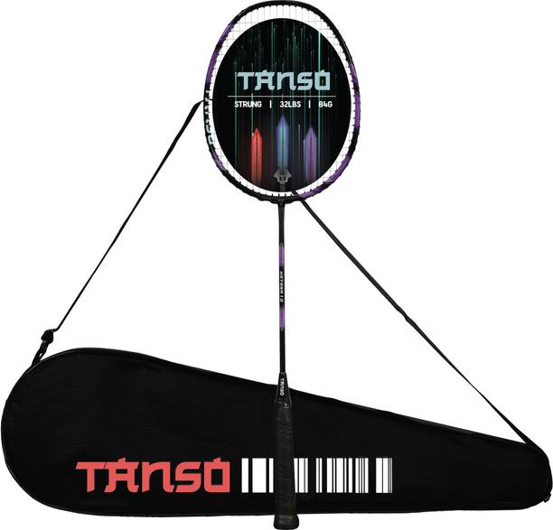 Tanso Katana 1.0 Full Graphite Strung Badminton Racket with Free Full Cover Purple Strung Badminton Racquet