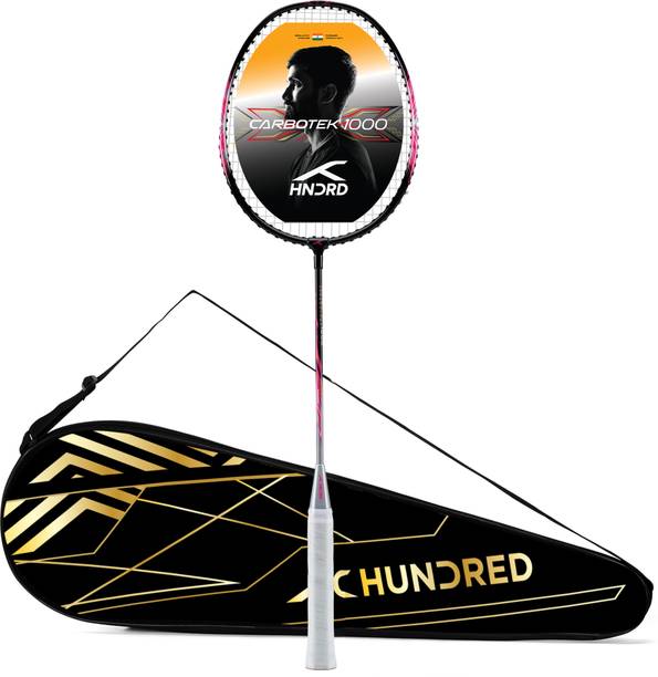 Hundred Carbotek 1000 Badminton Racket | Superlight Head-Heavy Racket Black Strung Badminton Racquet