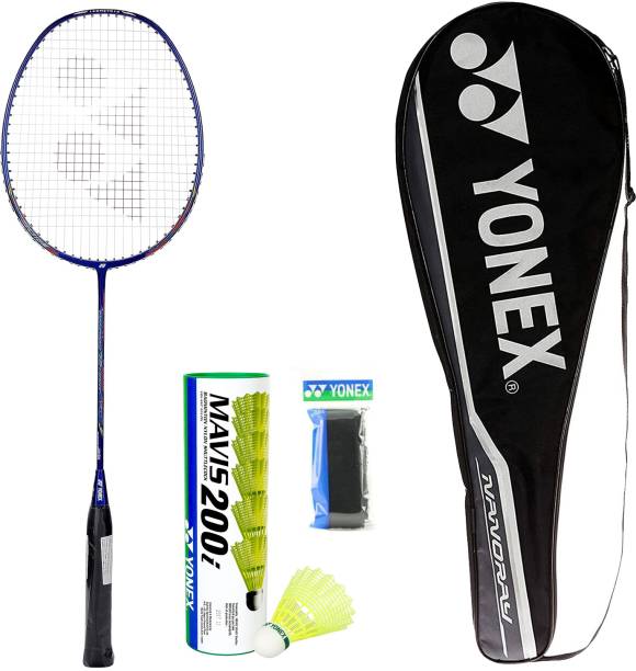 YONEX Nanoray 72 Light Badminton Racket with Mavis 200i Shuttle And Towel Grip Blue Strung Badminton Racquet