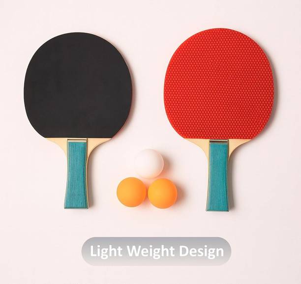 Atharcon Table Tennis Playset with 2 Rackets, 3 ABS Balls Red, Black Table Tennis Racquet