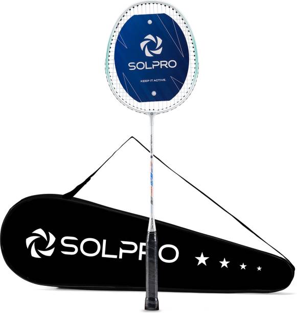 SOLPRO VANGUARD 8 Aluminium Badminton Racket with Full Cover Bag White Strung Badminton Racquet