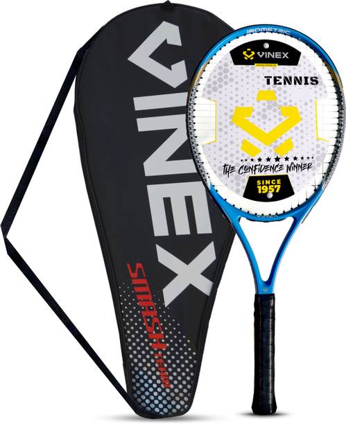 VINEX Vtec T750 Tennis Racquet - 27 Inch, 295g, G6 Grip, Carbon-Aluminum with Bag Blue Strung Tennis Racquet
