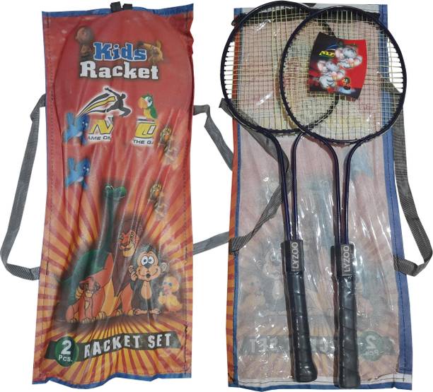 लाइज़ू junior Double shaft aluminium badminton For 12 year old Racquets Sets With cover बहुरंगी स्ट्रंग बैडमिंटन रैकेट