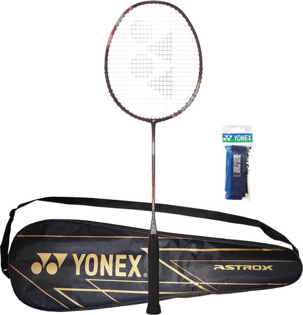 YONEX Combo of 2, 1 Astrox Attack 9 Badminton Racket, 1 Towel Grip Red Strung Badminton Racquet