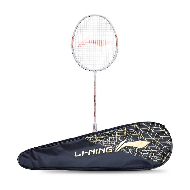 ली-निंग Smash XP 90 IV Badminton Racket (Set of 1 + 1 Full Cover) (Strung, White/Silver) सफेद स्ट्रंग बैडमिंटन रैकेट