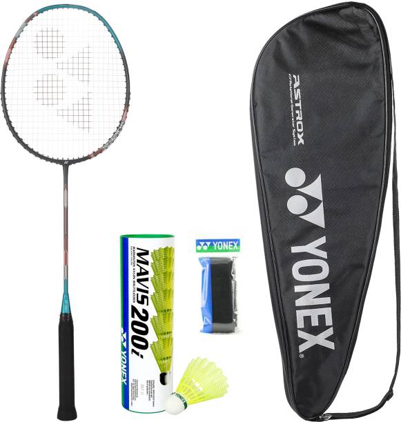 YONEX Astrox Attack 9 Badminton Racket with Mavis 200i Shuttle And Towel Grip Green Strung Badminton Racquet