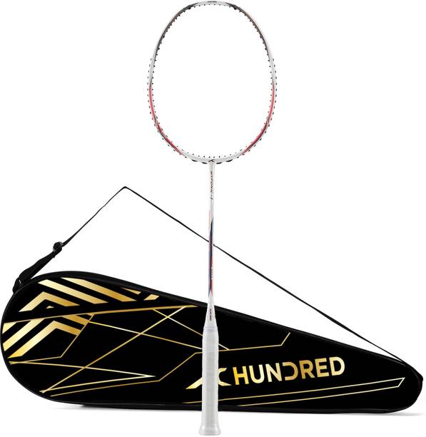 Hundred Hyfonic 1 Badminton Racket 4U (Unstrung) Precision Racket | Full Cover Included White Unstrung Badminton Racquet