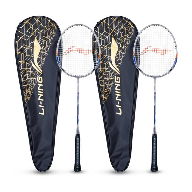ली-निंग Smash XP 80 IV (Set of 2 + 2 Full Covers) (Grey) नीला स्ट्रंग बैडमिंटन रैकेट