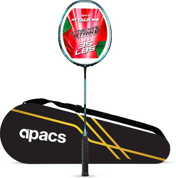 apacs ATTACK 66 (35LBS, 100% UHM GRAPHITE) Blue Unstrung Badminton Racquet