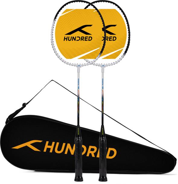 Hundred POWERTEK 100 (2PCS IN 1) White, Black Strung Badminton Racquet