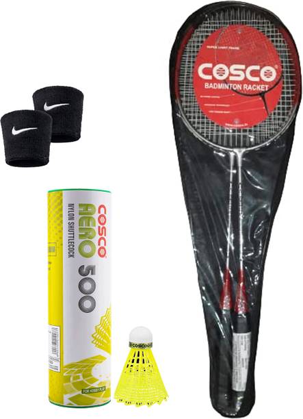 COSCO CZ 50 Force (2 Badminton Racquet, Aero 500 "6 Shuttle", 2 Band) Pink Strung Badminton Racquet