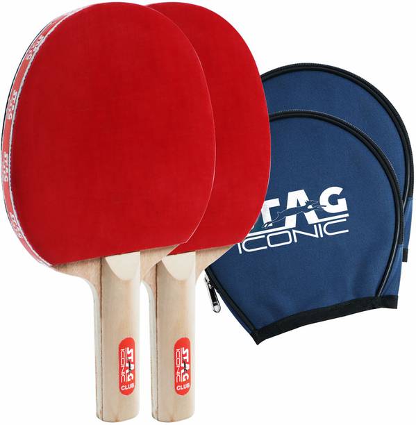 Stag iconic Club Pack of 2 Red, Black Table Tennis Racquet