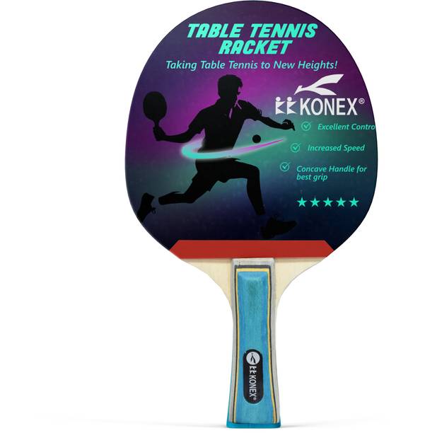 Konex Table Tennis Racket with Premium Rubber for Intermediate and Advanced Players Black Table Tennis Racquet