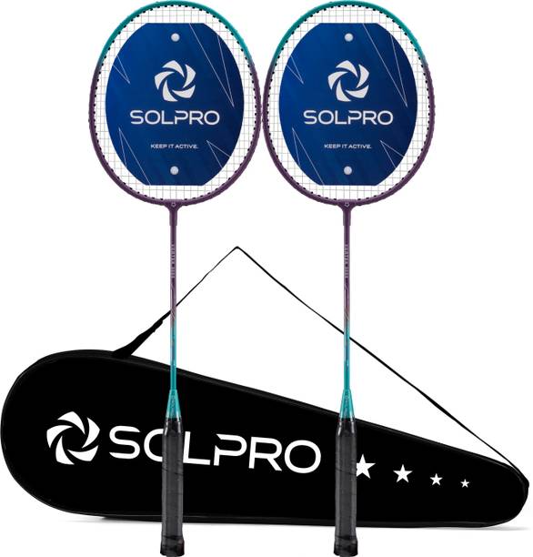 SOLPRO VORTEK 3000 Badminton Racket Set (2 Pcs) with Full Cover Bag Blue Strung Badminton Racquet