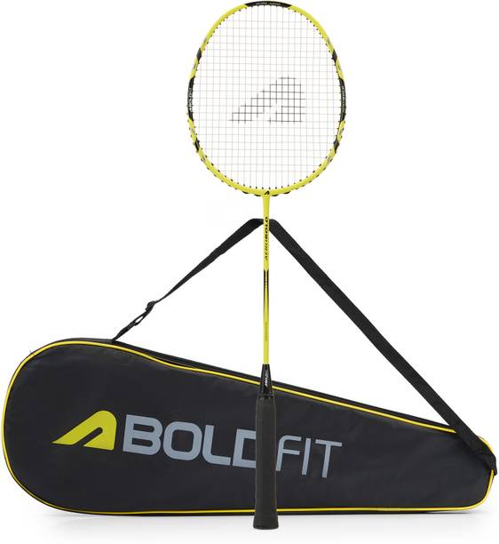 बोल्डफिट Badminton Racquet with Bag Cover Badminton Racket Shuttle Racket Shuttle Bat पीला स्ट्रंग बैडमिंटन रैकेट