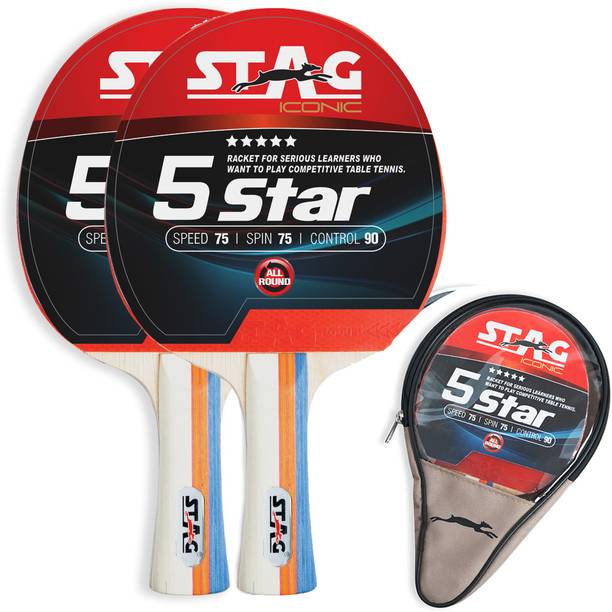 Stag iconic Five star Red, Black Table Tennis Racquet