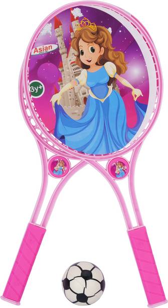 asian Cinderella Kids Racquet Set with Ball for Indoor Outdoor Play Pink Unstrung Badminton Racquet