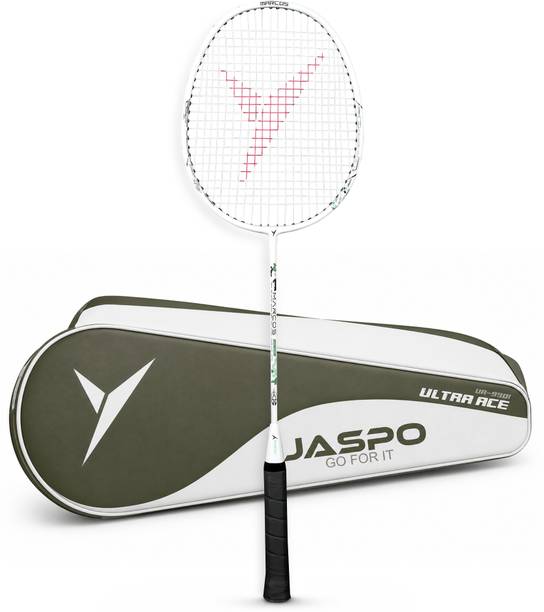 Jaspo Ultra Ace-9901 Fusion Badminton Racquet|Lightweight Composite Racket|Slim Shaft White Strung Badminton Racquet